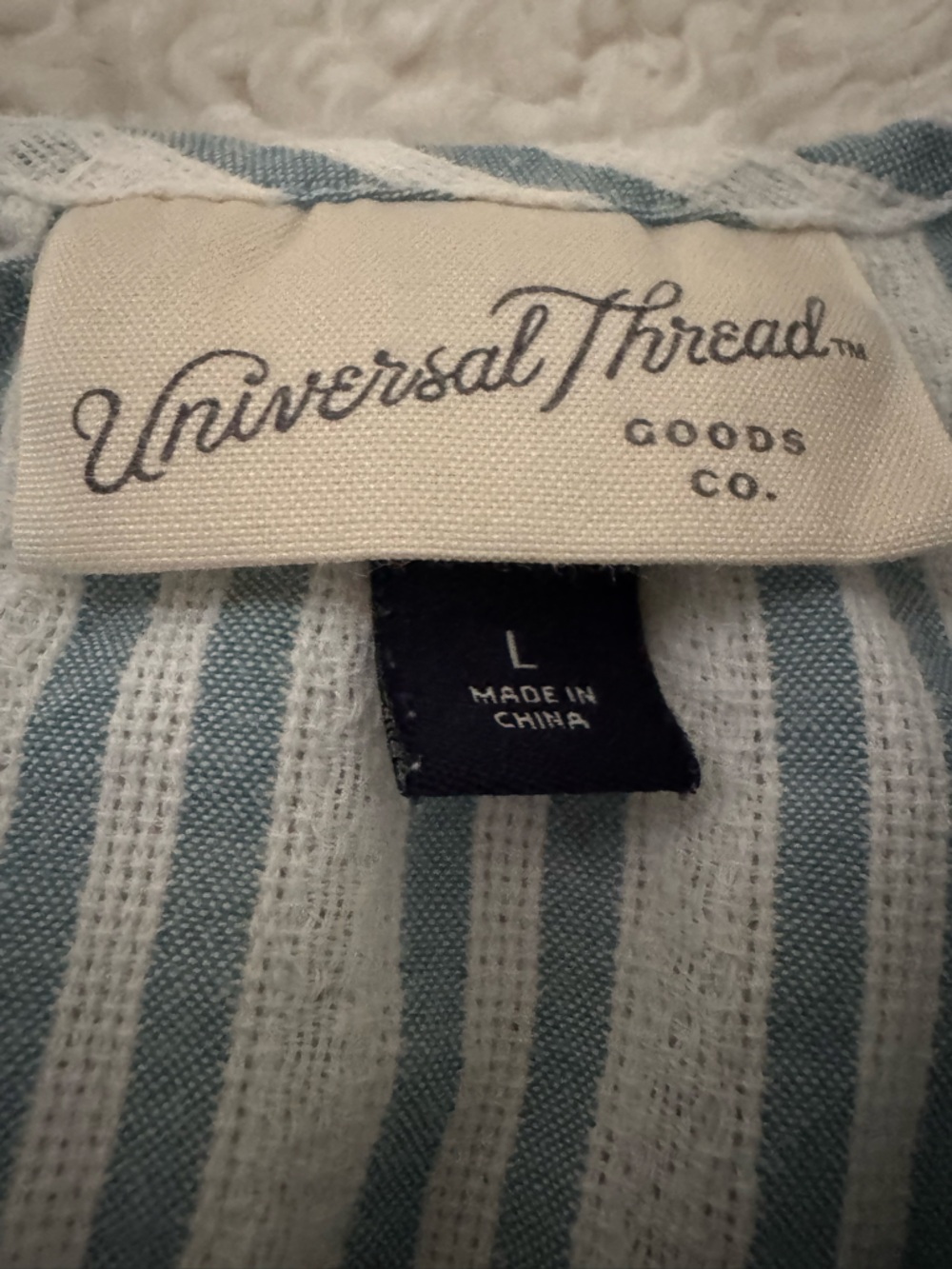 Universal Thread Blue and White Striped Ruffle Front Blouse - Picture 4 of 6